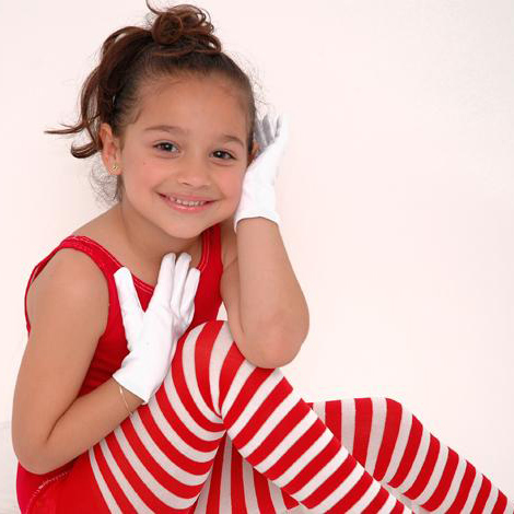 Childrens Red And White Striped Tights.